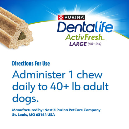 Purina  Activfresh Dog Treats, Chicken Dry Dental Chew for Large Dogs, 24.1 Oz Pouch (21 Pack)