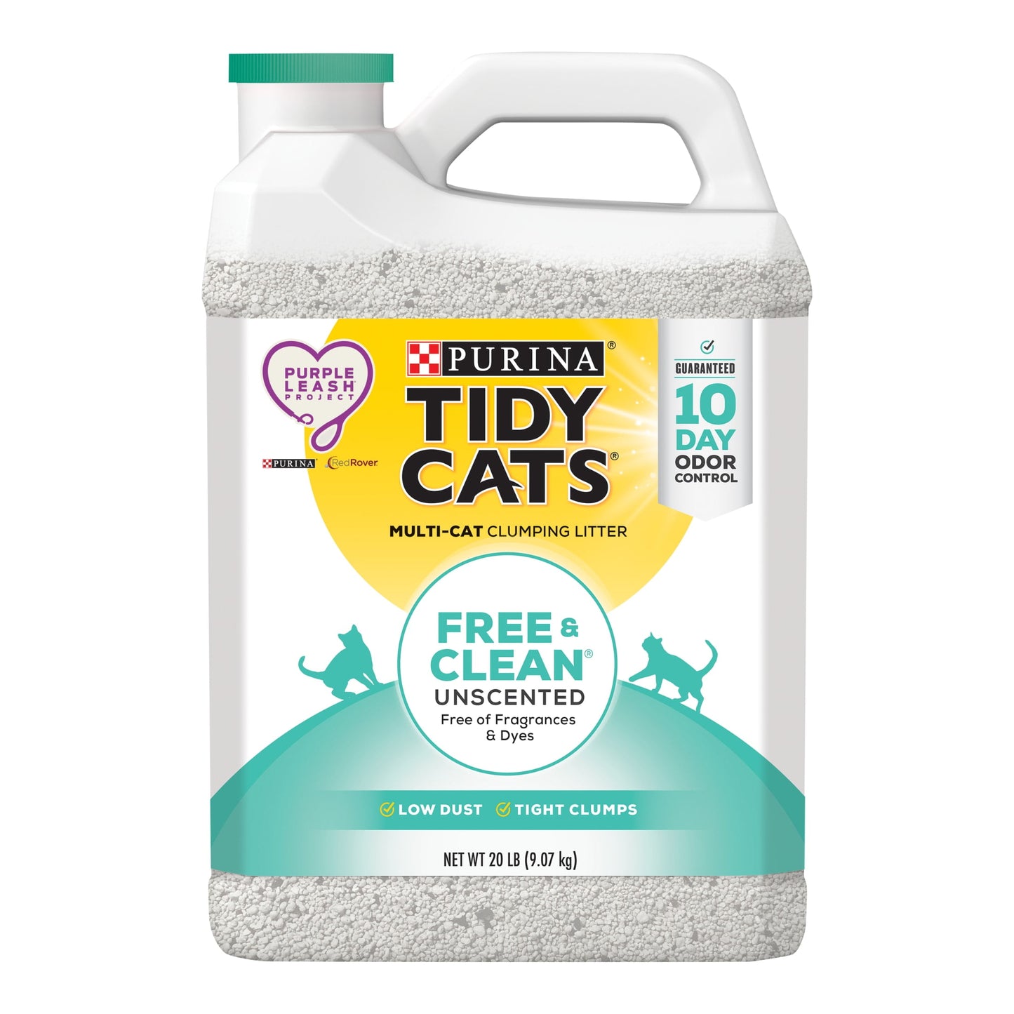 Purina  Free & Clean Unscented Cat Litter, Scoopable, Low Dust, Odor Control, 20 Lb. Jug