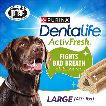 Purina  Activfresh Dog Treats, Chicken Dry Dental Chew for Large Dogs, 24.1 Oz Pouch (21 Pack)